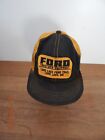 Vintage K Brand Trucker Hat Ford Tractors Equipment Made in USA Black Yellow MN