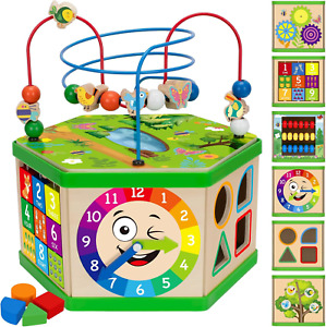 New ListingV-Opitos Learning Toys for Toddler 1+ Years Old, 7 in 1 Wooden Activity Cube,