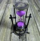 Vintage Nautical Purple Sand Hourglass Compass Timer Clock Home Décor Gift