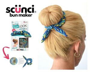 Scunci Hair Bun Maker Accessory 6 pc Kit | Women Girl | Donut Ring Shaper + Bow