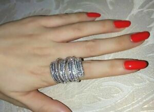 18k White Gold Plated Big Long Bold Ring made w Swarovski Crystal Stone Gorgeous