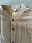 Wah Maker Western Shirt Brown Pullover Frontier Banded Collar USA Med Bib Scully