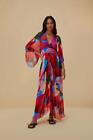 NW AUTH FARM RIO VALENTINES RED Watercolor Floral Blue Maxi Dress SZ LARGE L
