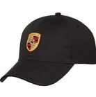 Porsche Crest Logo Hat, One Size - Black w/ embossed Brass Trims - Unisex