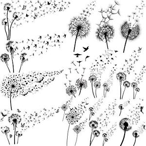 EGMBGM 13Sheets Beautiful Dandelion Temporary Tattoos For Women Realistic Flying