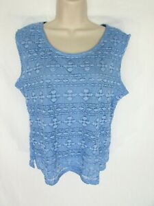 WOMANS XL blue lace stretch sheer lined SLEEVELESS TANK $8 DOLLAR SALE NOW