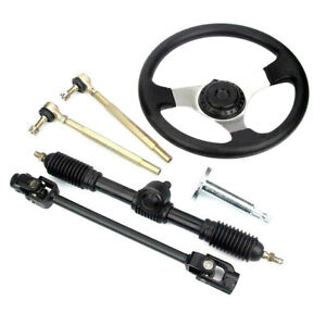 Go Kart Steering Wheel Assembly Steel Gear Rack Pinion Set new For 110cc