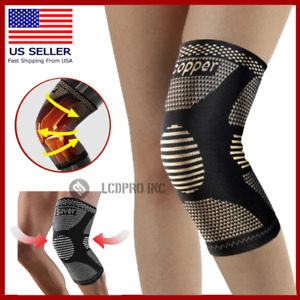 Copper Knee Sleeves Silver Compression Brace Support Sport Joint Injury Pain Gym