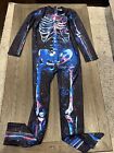 Mens Full Body Skeleton Jock Zentai Shiny Spandex Suit Bodysuit M