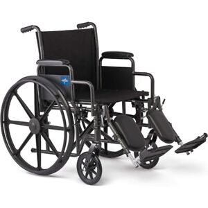 Medline Comfortable Folding Wheelchair with Swing-Back, Desk-Length Arms