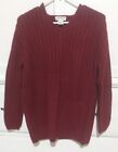 Eddie Bauer Red Cardigan Pullover Sweater Womens Size M Medium Knit 100% cotton