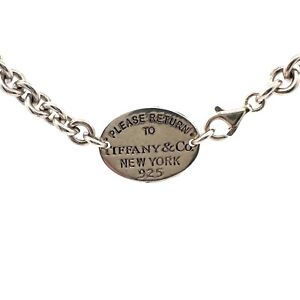 Please Return To Tiffany & Co Sterling 26mm Oval Tag Choker Necklace 15