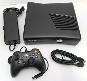 Microsoft XBOX 360 SLIM Black Video Game Console System Bundle Set Kit Xbox 360S