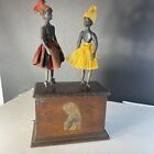 Antique Windup Toy IVES  Clockwork Dancing  Wooden Black Americana  Duo Dolls