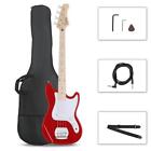 Glarry 4-String Electric Bass Guitar Burning Fire Style Right Handed Red