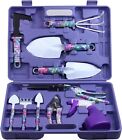 Garden Tools Set JUMPHIGH 10 Pieces Gardening Tools with Purple Floral Print