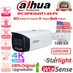 US Stock Dahua 8MP 2-way Audio SMD4.0 TiOC PoE Camera IPC-HFW3849T1-AS-PV-S4 Lot