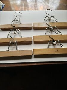 Lot of 6 Vintage wooden clamp pants hangers, 3 Setwell + 3 Unbranded