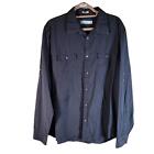 Calvin Klein Black Cotton Button Up Front Pockets Long Sleeve Shirt Men Size XL