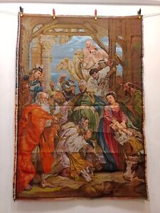 Vintage Fabulous French Or Belgium Pictorial Decorative Wall Hanging Tapestry