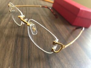 Cartier Glasses Gold C Decor Clear