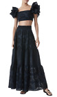 Alice and Olivia Reise Eyelet Tiered Maxi Skirt, Black - Retail $595
