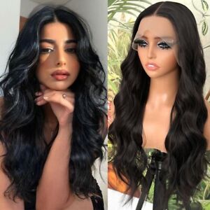 Glueless Synthetic Lace Frontal Wig Pre Plucked Heat Resistant Loose Wavy Wigs