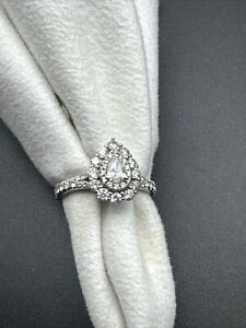 0.75CT TW Double Halo Pear Shaped Diamond Engagement Ring Zales MSRP $2,299
