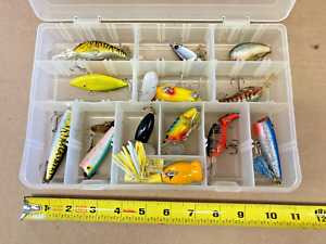 Fishing Lures Lot Accessories ~ Bait Box With 14 Lures ~ Pre-Owned