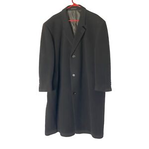 Calvin Klein Overcoat Trench Coat Long Jacket Wool Cashmere 3 Button Black 50R