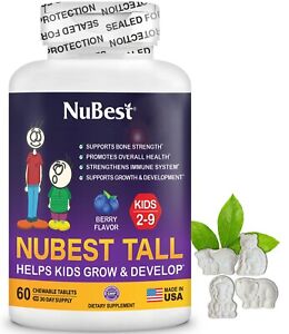NuBest Tall Kids 60 Chewable Tablets, Helps Kids Healthy Growth for Age 2-9
