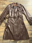 Vintage OUI Mens Leather Trench Coat Brown 42 Uruguay