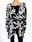 NWT! NEW JM COLLECTION Plus Size 3X Black Beige Floral Sweater Pullover Knit Top