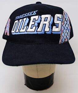 Rare Vintage SPORTS SPECIALTIES Tennessee Oilers Grid Snapback Hat Cap 90s Navy