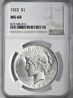 1923-P $1 PEACE SILVER DOLLAR MINT STATE  NGC MS60  #131585-015 FRESHLY GRADED!