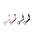 Lot of 4 Value Pack Titanium IP 316L Surgical Steel LBend Nose Stud Ring 2mm CZ