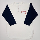 Adult Large Vintage 80s Champion DETROIT TIGERS 3/4 Sleeve Henley Jersey T-Shirt