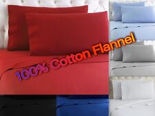Heavy Winter Flannel 100% Cotton Sheet set Fitted Flat Pillow Cases Deep Pocket