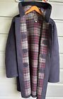 VINTAGE GLOVERALL DUFFLE NAVY BLUE WOOL COAT PLAID LINED-ENGLAND -SIZE 42