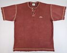 Vtg JNCO Henley Shirt Mens XL Maroon Thermal S/S Y2K Union Made USA (FLAW)