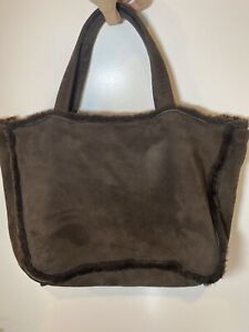 CHANEL CC Large Hand Tote Bag Fur Suede Skin Brown France