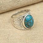 Copper Turquoise Gemstone Band Ring 925 Sterling Silver Men's Ring All Size R239