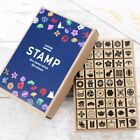 JAPANESE Stamp Rubber Wooden Mini 54pcs Made in Japan Boxed