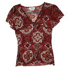 Vintage A Byer Womens Bohemian Babydoll Top Size S/M Red Paisley Y2K Festival