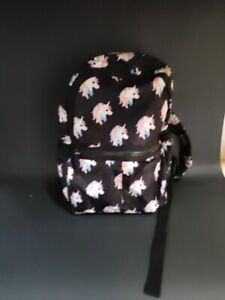 Girls Unicorn Pink - Black Background Large Dome, Travel, School Backpack