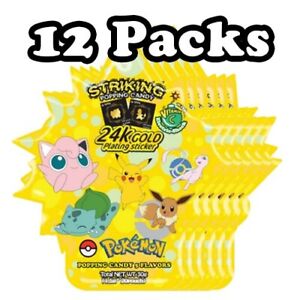 (12 Packs Set)Pokemon Popping Candy [30g + 24k Gold Sticker(1 Random Character)]