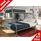 Bunk Beds Twin over Full Kids Girls Boys Bed Teens Dorm Bedroom Furniture Silver