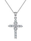 925 Sterling Silver CZ Infinity Cross Necklace Silver Pendant Women Jewelry
