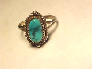 OLD PAWN Zuni Sterling Silver TURQUOISE Handmade Ring  SIZE 9
