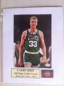 Signed Larry Bird 5x7 mounted to 8x10 color photo w/coa* (read description)